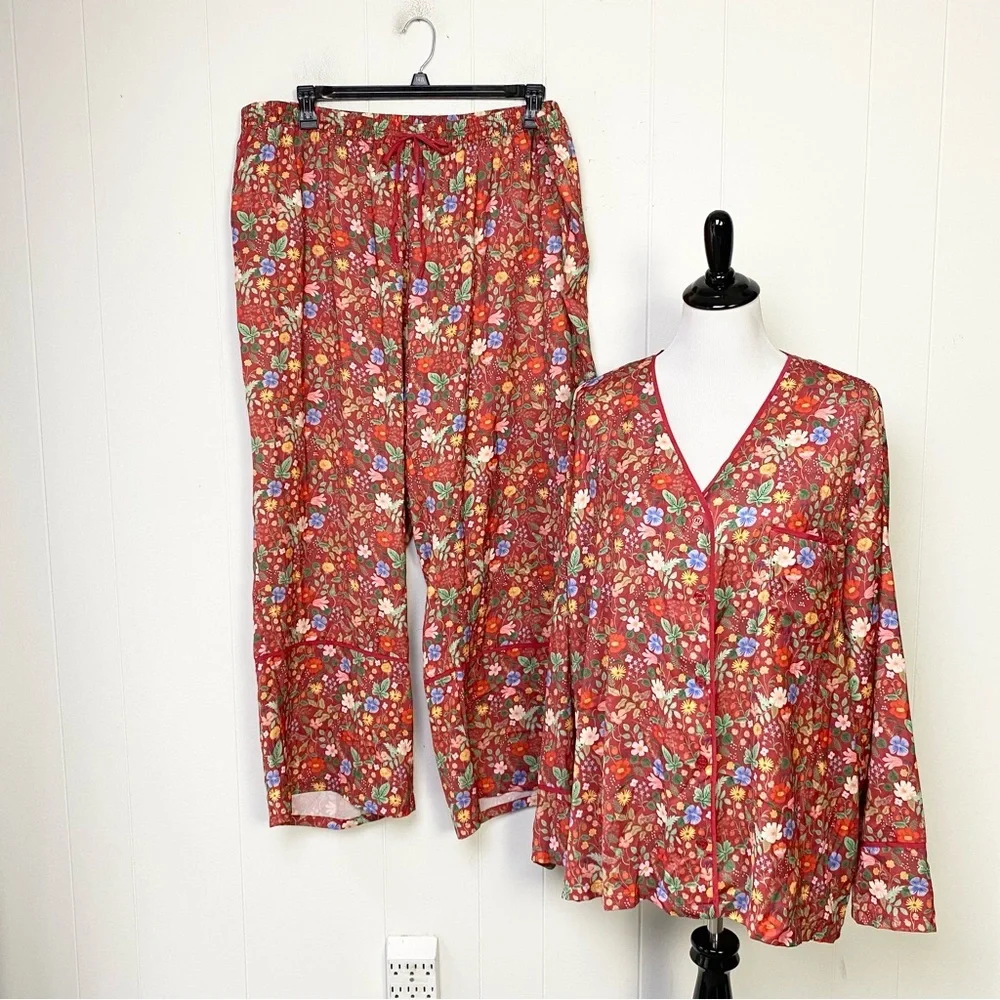 Summersalt x Rifle Paper Co. Women's Size 2XL Garden Party PJ Set NEW - Picture 2 of 16